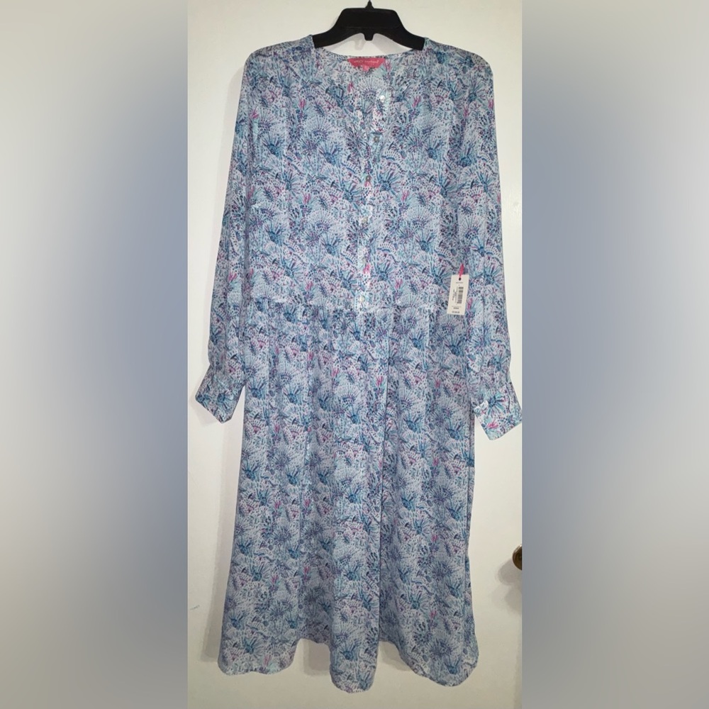 Simply Southern Blue and Pink Floral Long Sleeve Dress
